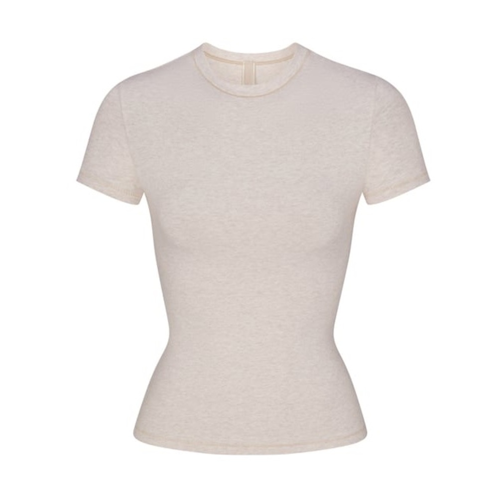 SKIMS Cotton Rib T-Shirt Heather Oatmeal Sz Medium